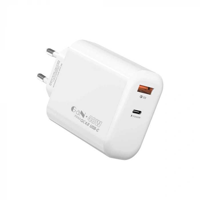 S-link Sl-ec69 Gan Pd 65w - Qc 18w Type Usb-c +usb A Hızlı Beyaz Ev-notebook Şarj Adaptör