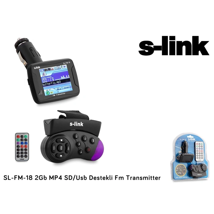 S-link Sl-fm-18 2gb Mp4 Transmıtter Sd+usb Destekli Kumandalı Direksiyon Kumandalı