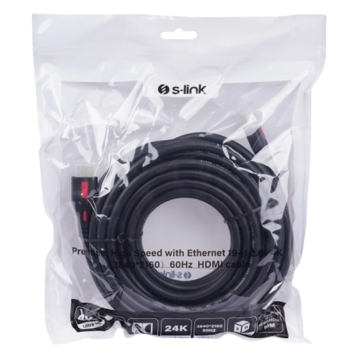 S-LINK SL-HDM4K10, 4K UHD, HDMI v2,0 Kablo. 10mt. 60Hz.