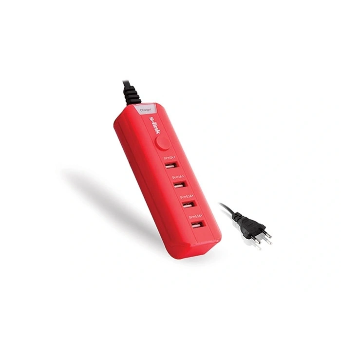 S-link Sl-m4 Akıllı Telefon Ve Tablet 4000mah 4 Usb Port Kırmızı Ev Şarj Adaptör