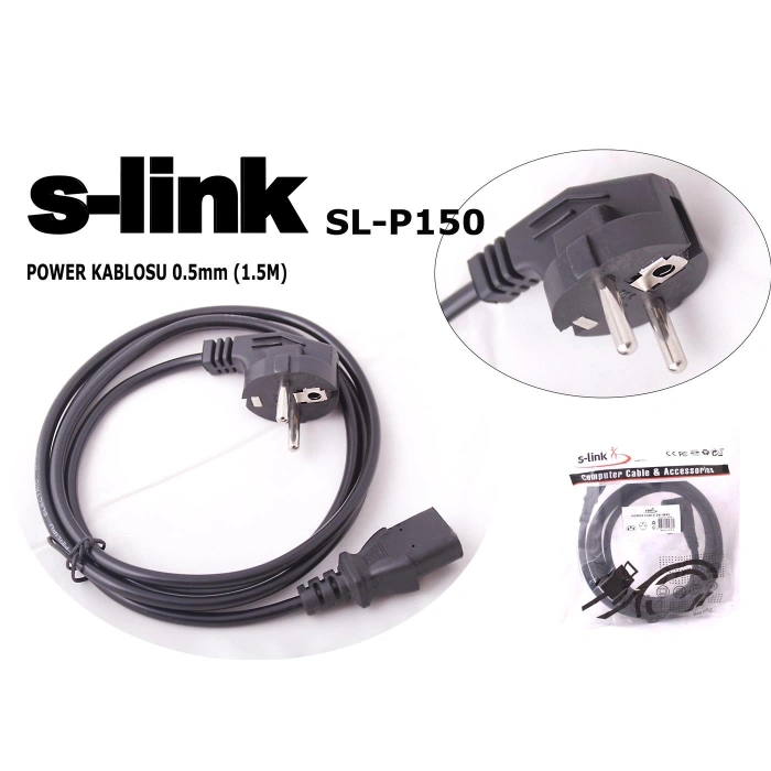 S-link Sl-p150 1.5mt 0.50mm Power Elektrik Kablosu