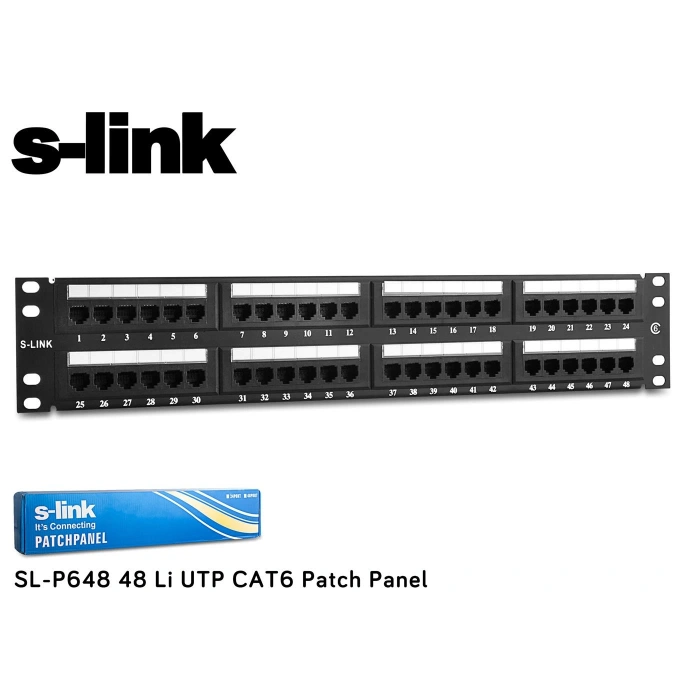 S-link  Sl-p648 48 Port Cat6 Utp Patch Panel