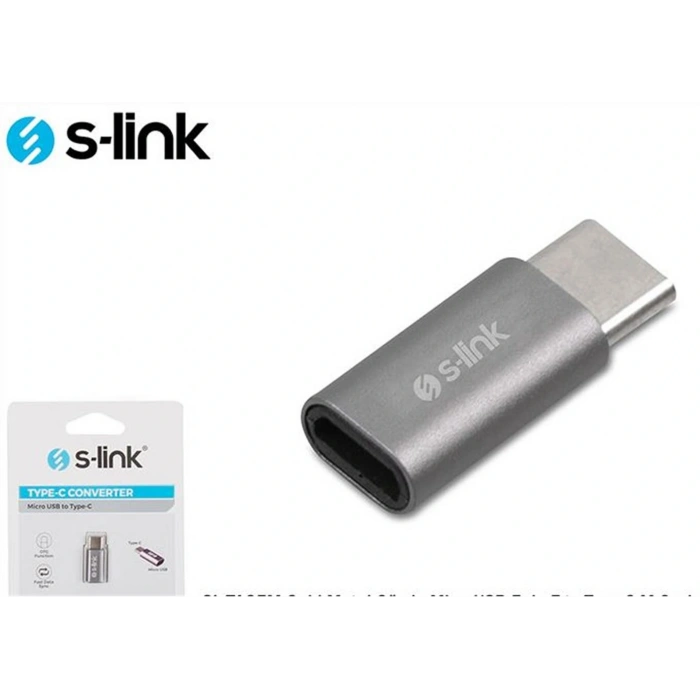 S-link Sl-ta25m Gümüş Metal Gövde Microusb 5pin F To Type C M Çevirici
