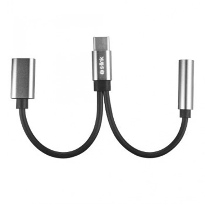 S-link Sl-ta45m Gri Metal Typec To 3.5 Jack+typec Çevirici
