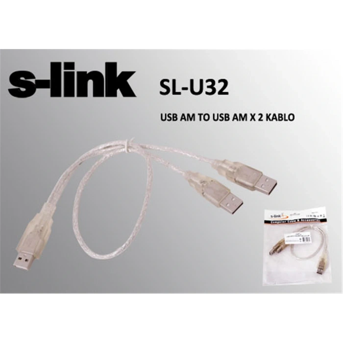S-link Sl-u32 Usb 2.0 Usb Erkek To 2x Usb Erkek 0.60cm Kablo