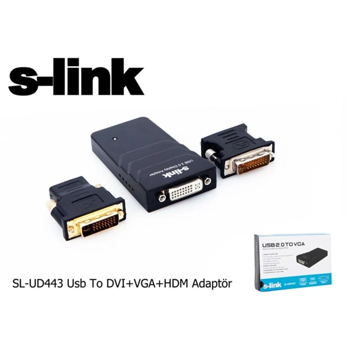 S-link Sl-ud443 Usb To Dvı+vga Adaptör