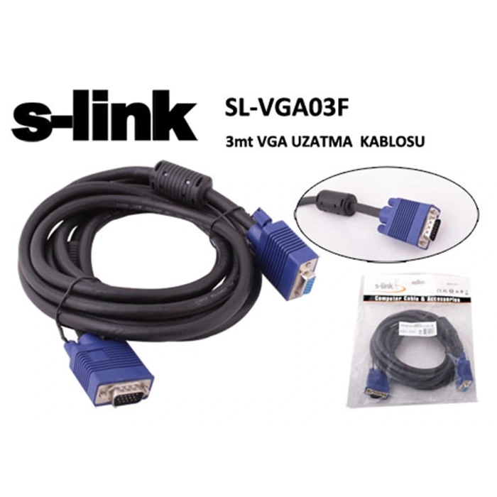 S-link Sl-vga03f 3mt E-d Ekran Kartı Vga Uzatma