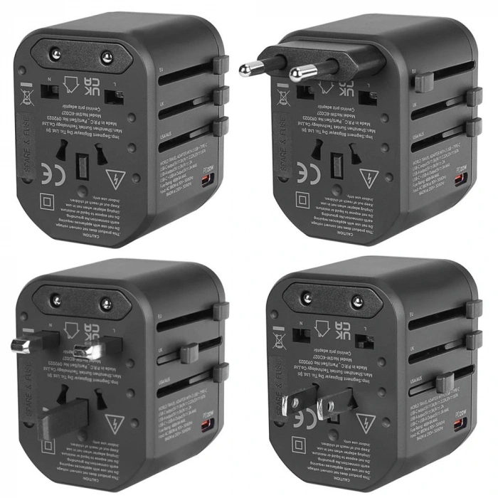 S-link Sl-wl20pd 2-usb 2.4a + Pd 20w Yedek Akım Sigortalı 100-240v Universal Çevirici Priz Adaptör