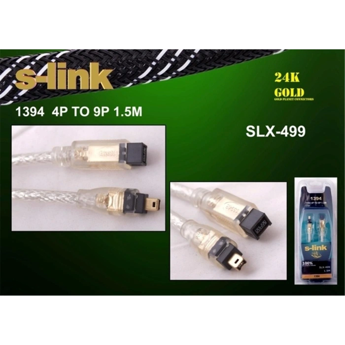 S-link Slx-499 1.5mt 4-9 1394 Firewire Gold Kablo