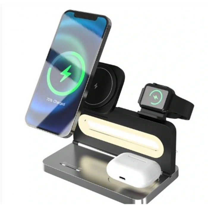 S-link Sw-cwf120 Siyah Telefon Kulaklık Akıllı Saat 15w 3 İn 1 Magsafe Kablosuz Şarj Cihazı