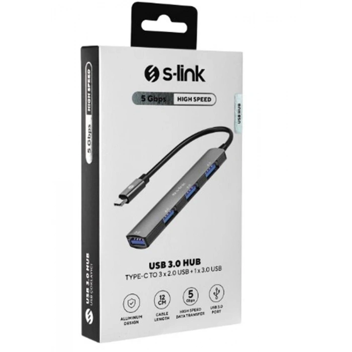 S-link Sw-u324 3-usb2.0, 1-usb3.0 Type-c Metal Usb Hub