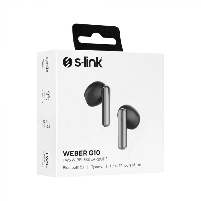 S-link Weber G10 Siyah Dokunmatik Gerçek Kablosuz Bluetooth V5.1 Tws Mikrofonlu Kulaklık