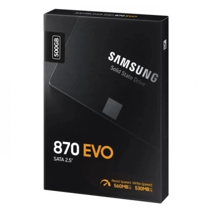 SAMSUNG MZ-77E500BW, 870 EVO, 500GB, 560/530, 2,5" SATA, SSD (Türkiye Distribütörü Garantili)