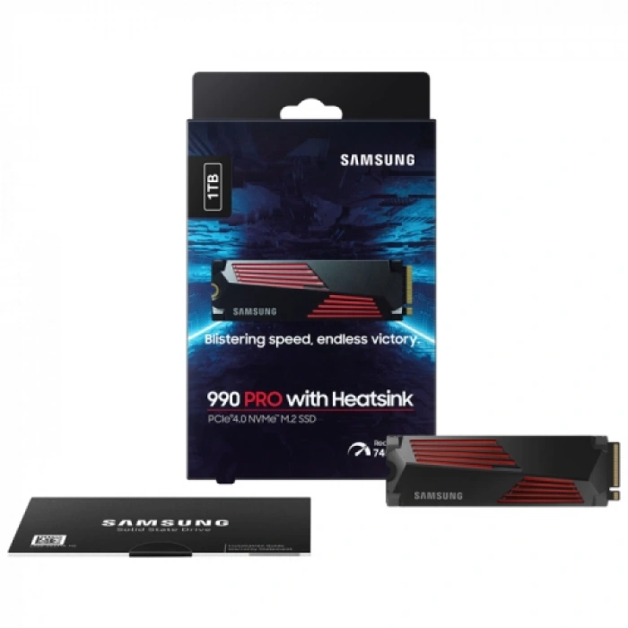 SAMSUNG MZ-V9P1T0CW, 990 PRO, 1TB, 7450/6900, Gen4, NVMe PCIe M.2 2280, SSD (Soğutuculu) (Türkiye Distribütörü Garantili)