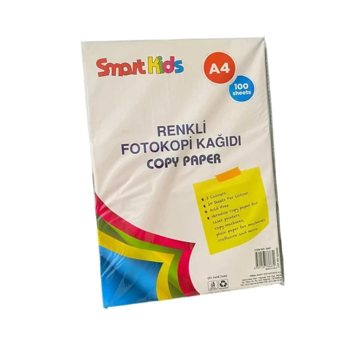 Smart Kıds Renkli Fotokopi Kağıdı 100 Lü
