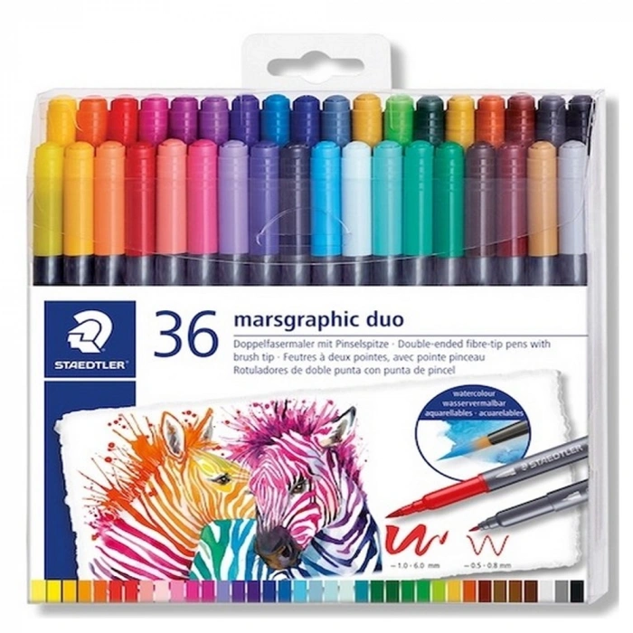 Steadtler Marsgraphic Duo Fırçalı keçeli kalem 1.0-6.0mm 36 Lı