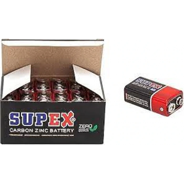 Supex 6f22 9v Çinko Karbon Pil 12 Li Paket
