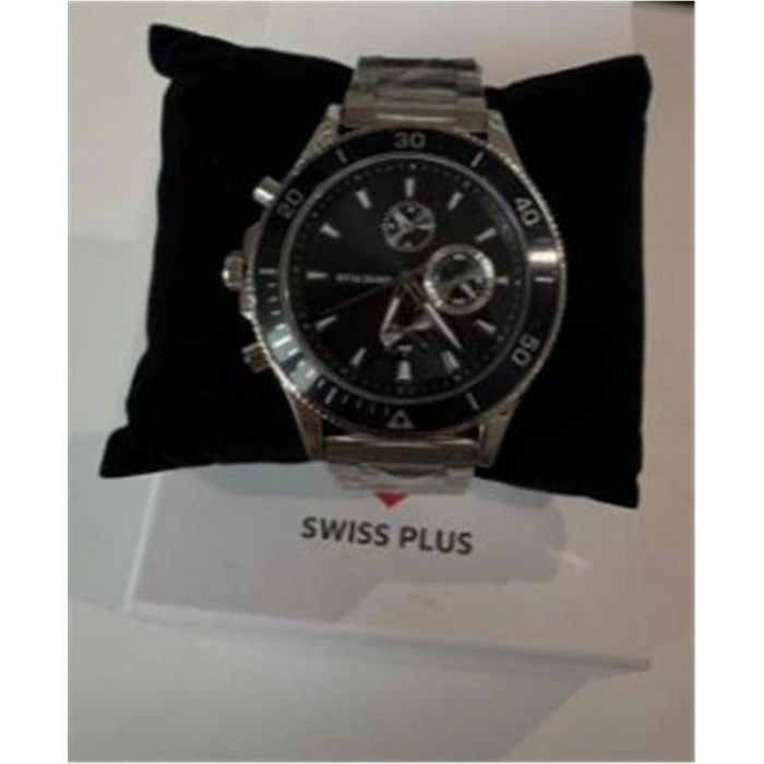 Swiss Plus Man Watch Basic Seri Model-7 St3504ags Lüx Black-silver