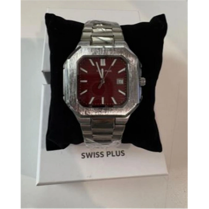 Swiss Plus Man Watch Premium Seri Model-9 Rs23146 Bordeaux-silver