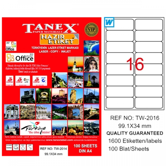 Tanex Laser Etiket 100 Yp 99.1x34 Laser-copy-ınkjet Tw-2016