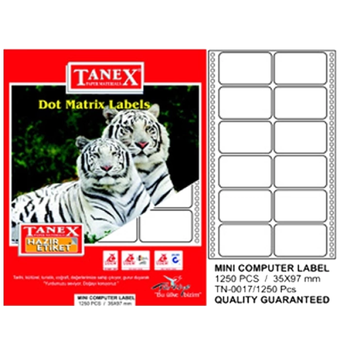 Tanex Sürekli Form Etiket 1250 Lİ 35x97 TN 0017