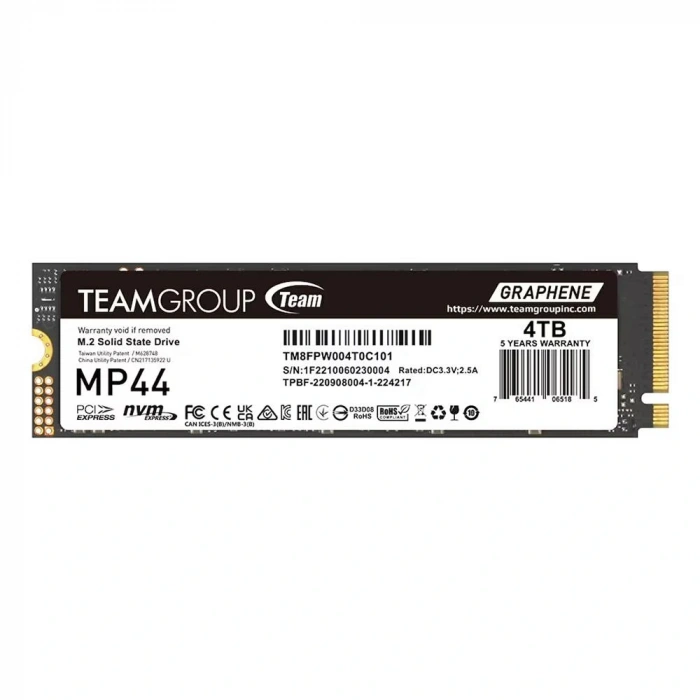 Team 4tb Mp44 Gen4x4 7400-6500mb-s Tm8fpw004t0c101 Nvme Pcıe M.2 Ssd Disk