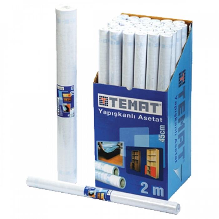 Temat Asetat Yapışkanlı Rulo 45 Cm X 2 Mt Şeffaf 10350