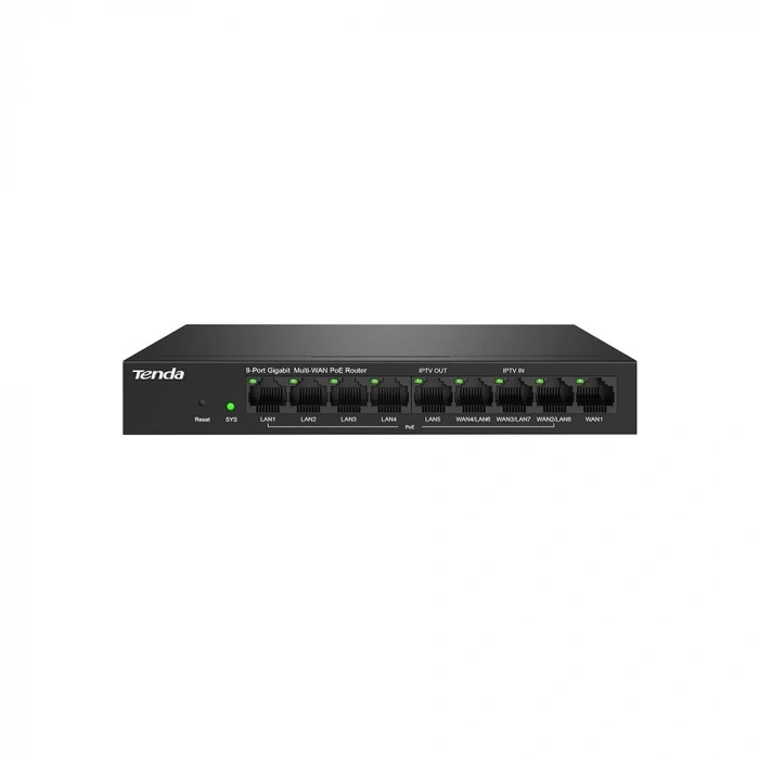 Tenda G0-8G-PoE 9 Port 8 Port Poe+ 10-100-1000 Switch Çelik Kasa POE Router