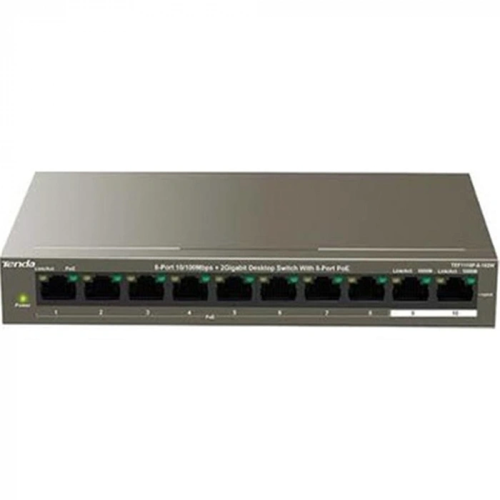 Tenda Tef1110p-8-63w 10 Port 8 Port Poe+ 10-100 + 2 Port 10-100 Switch