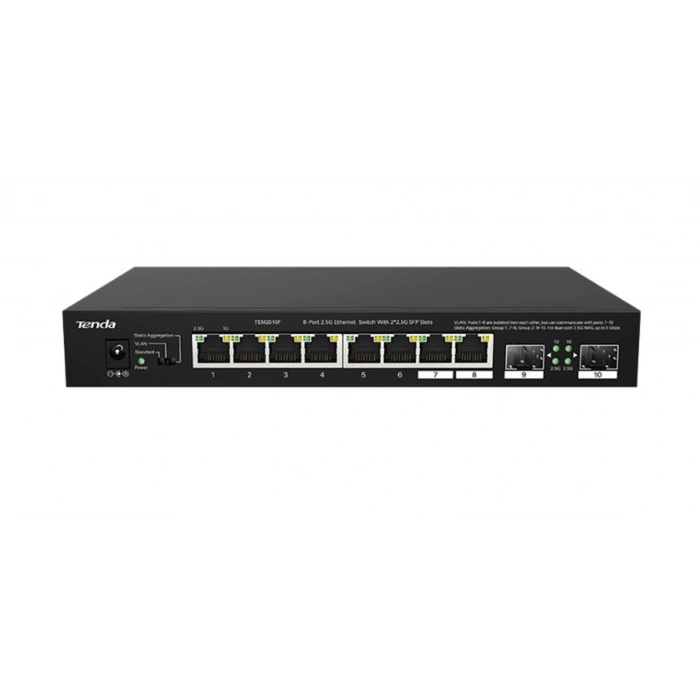 Tenda Tem2010f 8 Port 100-1000-2500 Mbps + 2 Port Sfp Switch Çelik Kasa Rack Mount