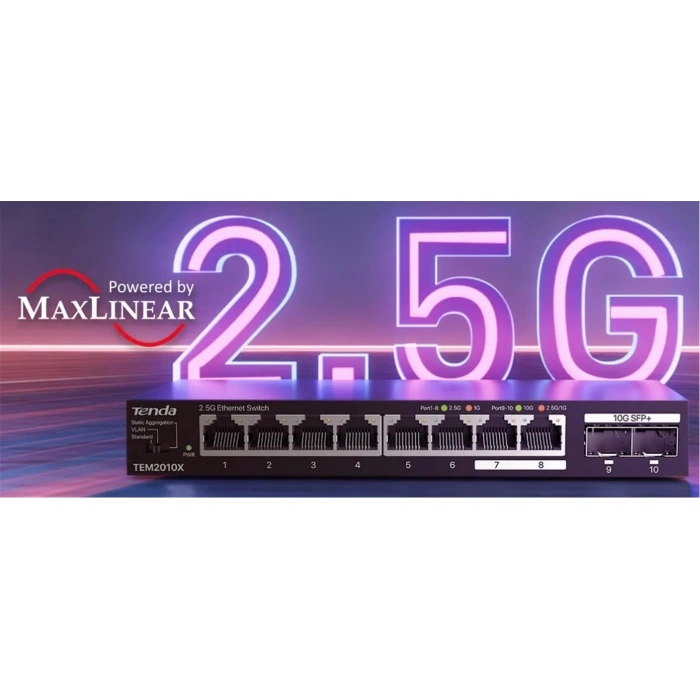 Tenda Tem2010x 8 Port 2.5g Ethernet Switch With 2-10g Sfp+ Slots Switch