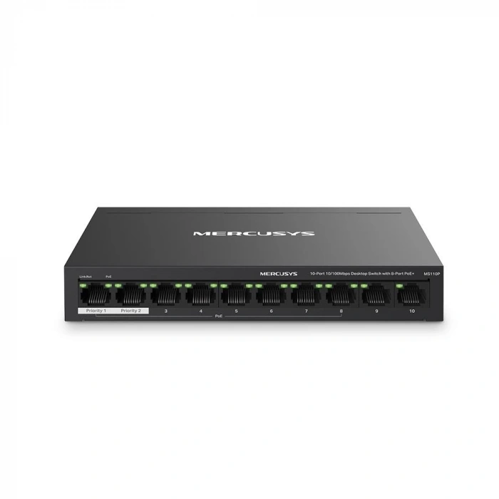 Tp-link Mercusys Ms110p 8 Port 10-100 Mbps Poe+ 2 Port 10-100 Switch Metal Kasa
