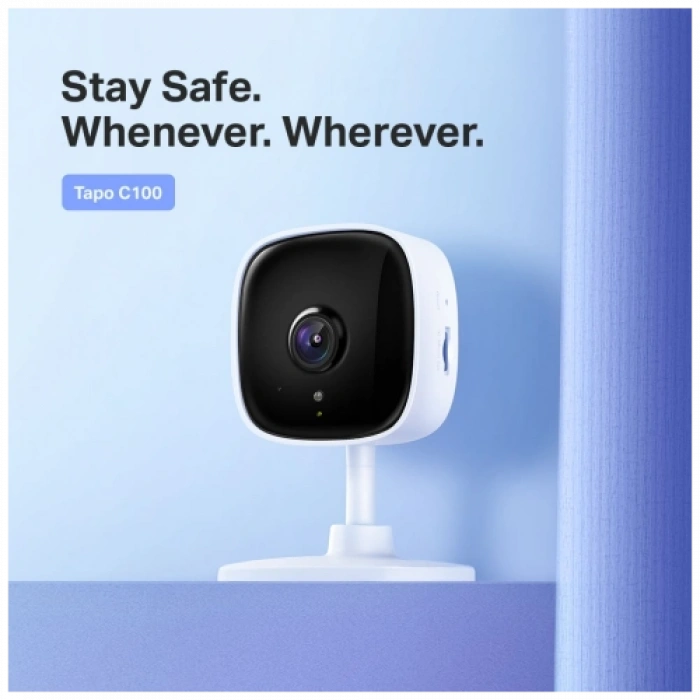 TP-LINK Tapo C100, Bebek/Ev Güvenlik Kamerası, WiFi, 1080P, 20Mt Gece Görüşü, Hareket algılama, Ses ve Işık Alarmı, İki Yönlü Ses