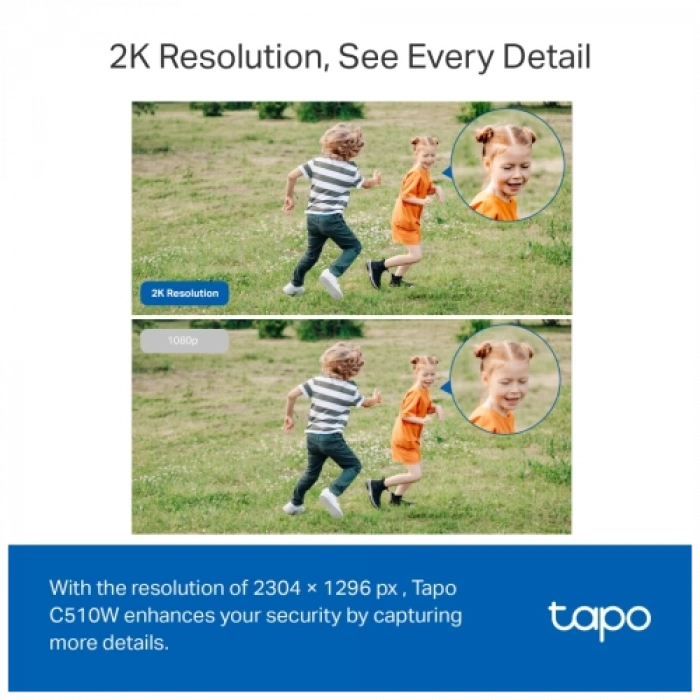 TP-LINK Tapo TC41 (C510W), 2K QHD, Yatay Dikey Dış Mekan, IP66, WiFi, Renkli Gece Görüşü, İki Yönlü Ses Güvenlik Kamerası