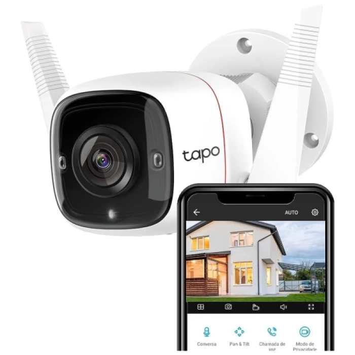 TP-LINK Tapo TC65 (C310), 3,0Mpix, İç ve Dış Mekan, IP66, WiFi, 30Mt. Gece Görüşü, İki Yönlü Ses Güvenlik Kamerası