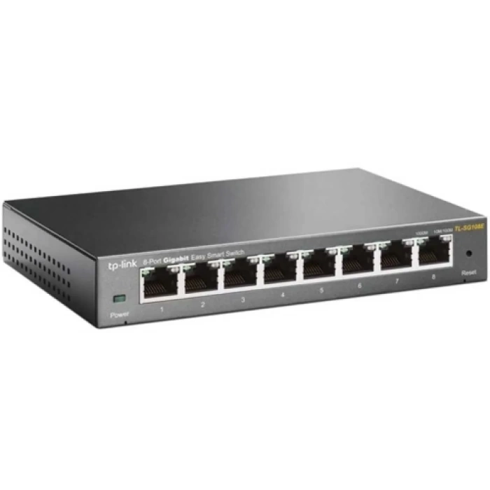 TP-LINK TL-SG108E, 8 Port, GigaBit, Easy Smart, Yönetilebilir, Metal Kasa, Masaüstü Switch