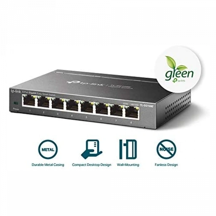 Tp-lınk Tl-sg108e, 8 Port, Gigabit, Easy Smart, Yönetilebilir, Metal Kasa, Masaüstü Switch