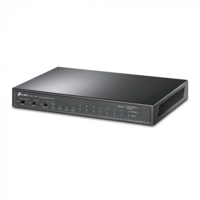TP-LINK TL-SL1311MP, 8 Port, Megabit, PoE 124W, 2 Port Gigabit Lan, 1 Port GigaBit SFP, Yönetilemez, Masaüstü, Switch
