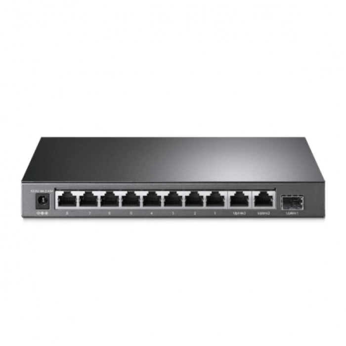 TP-LINK TL-SL1311MP, 8 Port, Megabit, PoE 124W, 2 Port Gigabit Lan, 1 Port GigaBit SFP, Yönetilemez, Masaüstü, Switch