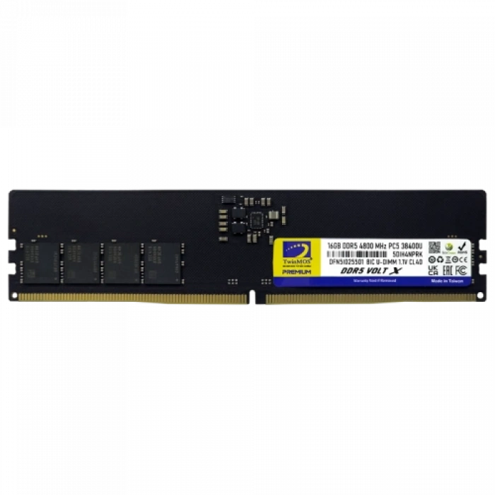 TwinMOS TMD516GB4800U40, 16GB, DDR5, 4800MHz,  CL40, 1.1V Desktop Ram