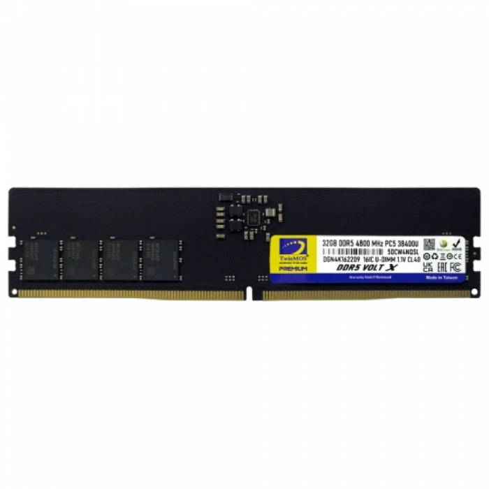 TwinMOS TMD532GB4800U40, 32GB, DDR5, 4800MHz,  CL40, 1.1V Desktop Ram