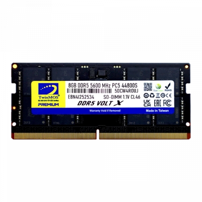 TwinMOS TMD58GB5600S46, 8GB, DDR5, 5600MHz,  CL46, 1.1V Notebook Ram