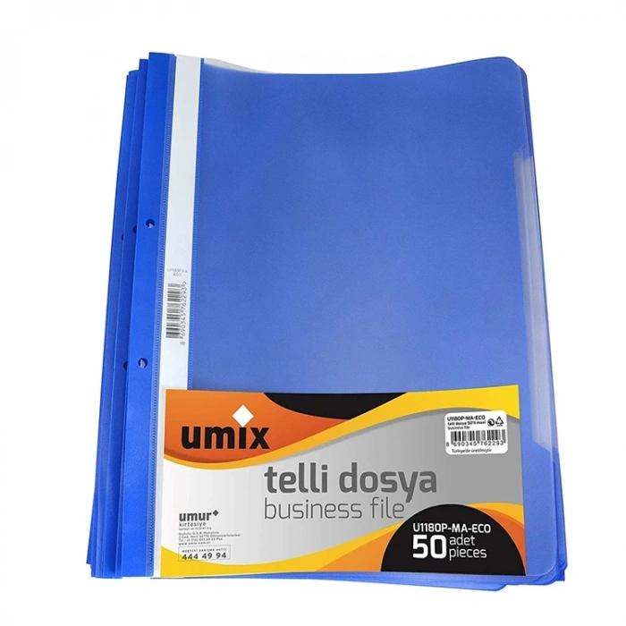 Umix 50li Paket Beyaz Telli Dosya