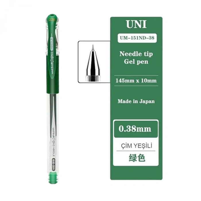 Uni-ball Roller Kalem Signo Needle İğne Uç 0.38 Mm Yeşil Um-151nd