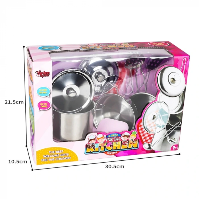 Vardem Oyuncak 8 Parça Çelik Tencere Tava Seti Vrd-atf-1818-3