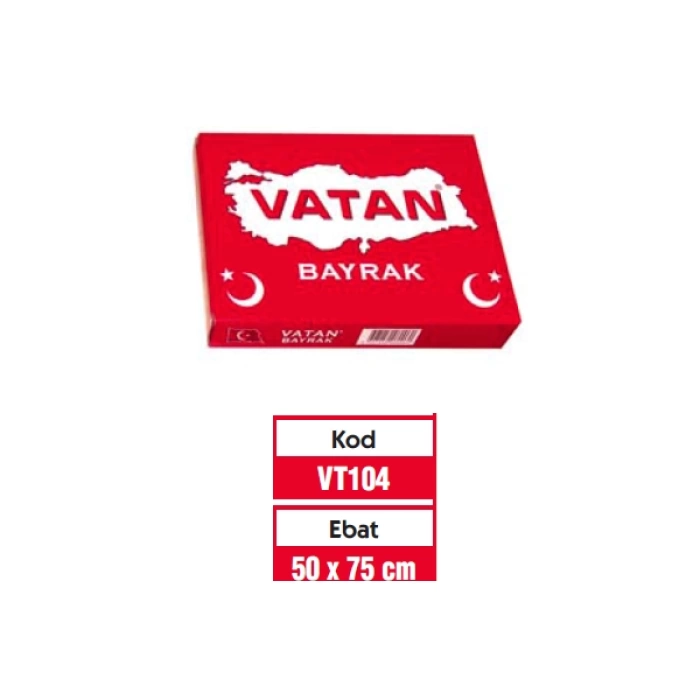 Vatan Türk Bayrağı Polyester 50x75 Vt104