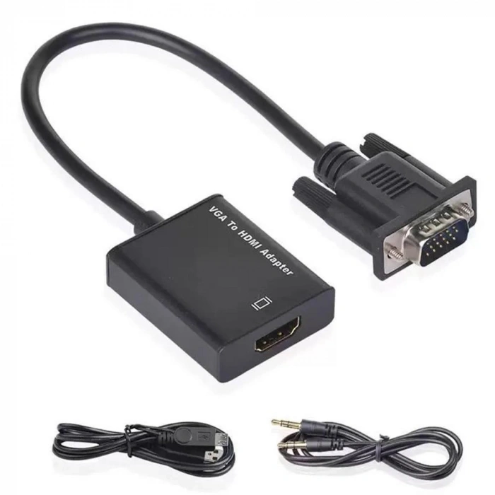 Vcom Cg597 Vga Erkek To Hdmi Dişi+aux Siyah Dönüştürücü