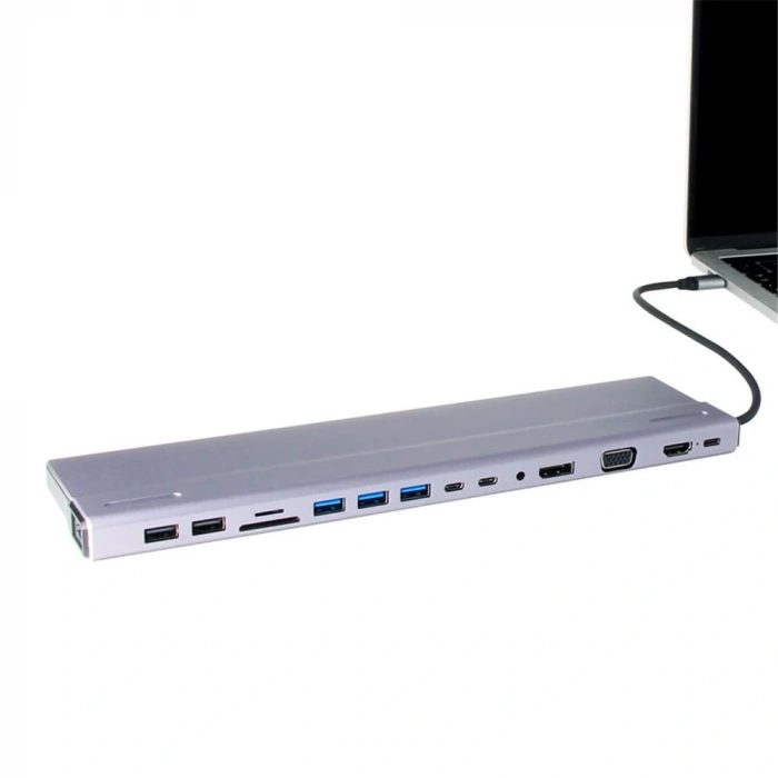 Vcom Cu4703 Type-c To Usb3.0-3+usb2.0-2+vga+rj45+sd+tf+audio+hdmı+dp+usb-c Data-2+usb-c Çoklayıcı
