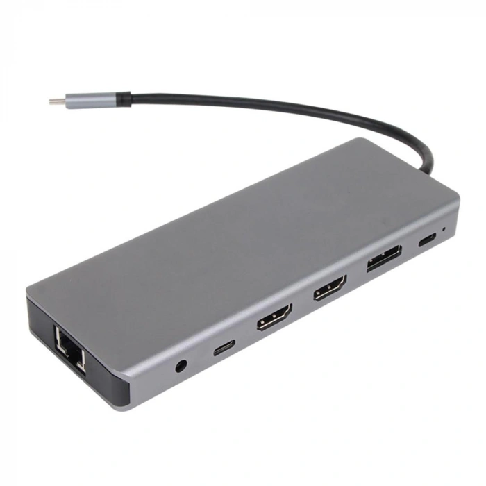 Vcom Cu4706 Type-c To Hdmı-2+dp+usb3.0-3+type C+usb2.0+rj45+sd2.0+tf2.0+pd+dc 3.5mm 13 İn 1 Çevirici