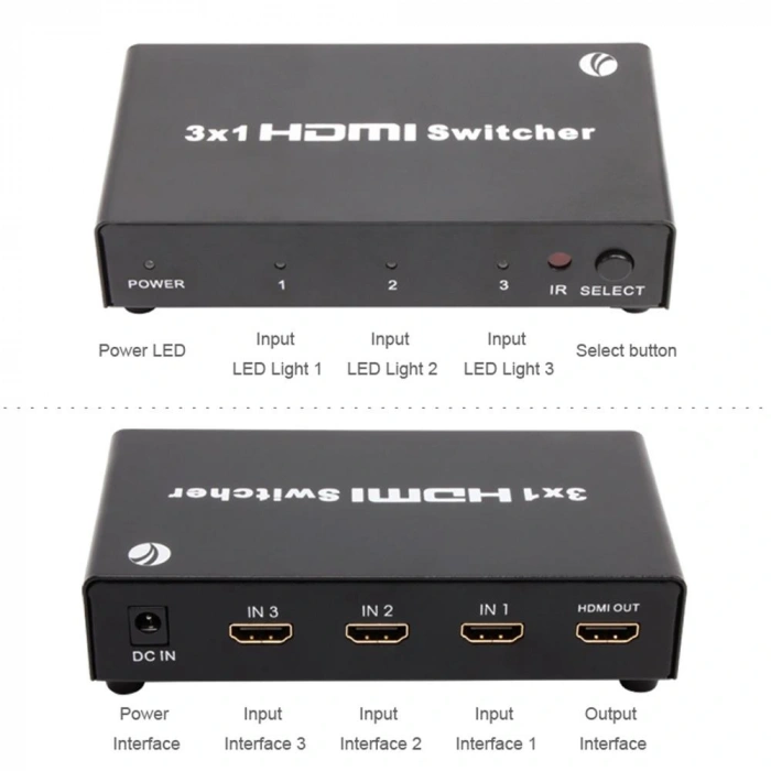 Vcom DD433 3-1 Port 1.4V 3D Metal Hdmi Switch